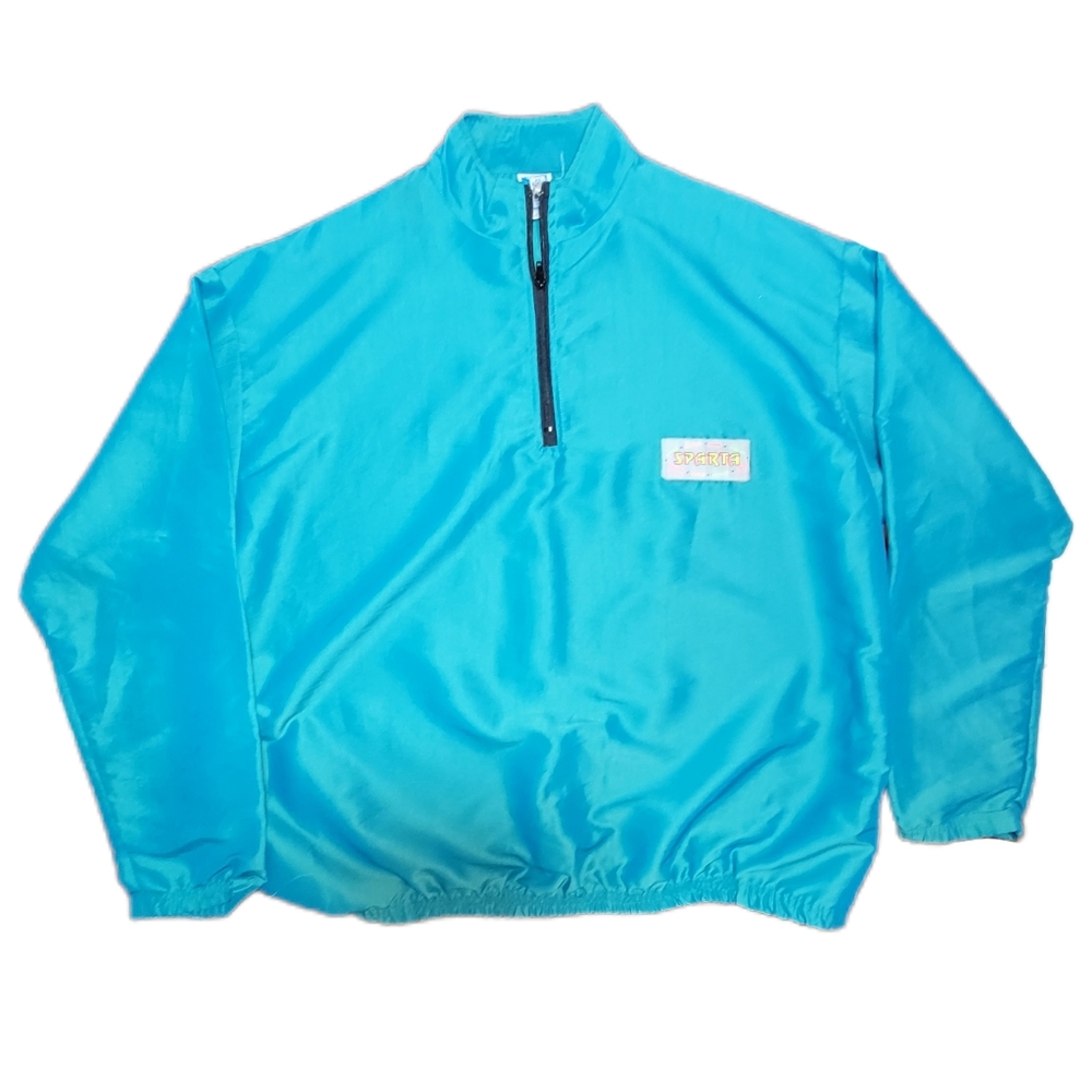 VINTAGE 80's SPARTA SURF Pullover Nylon Jacket ONE SIZE Iridescent Green